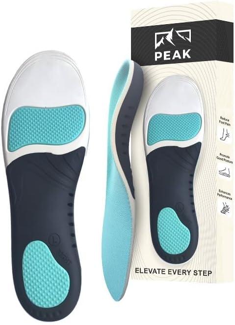 Peak Premium Comfort Shoe Insole - Anti-Fatigue Orthotic Inserts for Men/Women - Plantar Fasciitis Relief & Arch Support - Comfortable for All-Day Use (Large - Men's 9.5-12 / Women's 11-13.5)