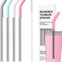 4 PACK 20 oz Straight Metal Straws with Silicone Tip for 20 oz Tumbler, Stainless Steel Reusable Drinking Metal Straw for YETI, STANLEY, US Acrylio, BJPKPK, Simple Modern and so on (COLOR 6)
