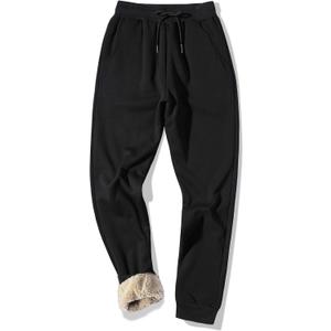 MACHLAB Men's Thermal Fleece Jogger Pants Sherpa Lined Sweatpants Winter Warm Thick Track Pants (XX-Large, 09black)
