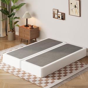 EMODA 7 Inch Split Full Size Box Spring Bed Base with Fabric Cover | 2 Piece Mattress Foundation, 3500LBS Max Weight Capacity, Noise Free, Easy Assembly, Non Slip