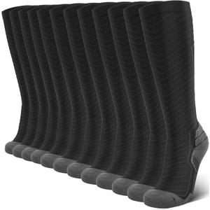 SONORAN 6 Pairs Compression Socks for Men & Women 20-30 mmHg Graduated Compression Socks Knee High Best Support for Running, Travel, Athletic L/ XL （Black Gray）