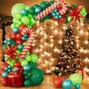 Bonropin 183pcs Christmas Balloon Garland Arch kit with Christmas Red Lime Dark Green Metallic Green Balloons Candy Cane Gift Box Explosion Star Foil Balloons for Xmas Party Decorations