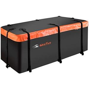MeeFar Hitch Mount Cargo Carrier Bag Soft Shell 100% Waterproof 15 Cubic Feet (58" 19" 24") Include 8 Reinforced Straps for Truck Pickup All Vehicle with Steel Cargo Basket