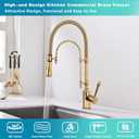 Copper Kitchen Faucet, Single Handle, 360 Swivel High Arc Kitchen Sink Faucet, Gold Pull Down Kitchen Faucet Solid Brass Handle