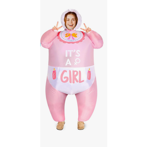 2 Pcs Inflatable Baby Costume for Adults Blow up Gender Reveal Baby Costume Suit for shower party Halloween Cosplay(Cute) 2 Pack Pink