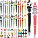 Ctosree 36 Sets Beadable Pens DIY Cute Animal Silicone Beads Beadable Pen Bead Ballpoint Pen Black Ink Bulk School Gift Pen for Office School Kid Students Halloween Thanksgiving Gift