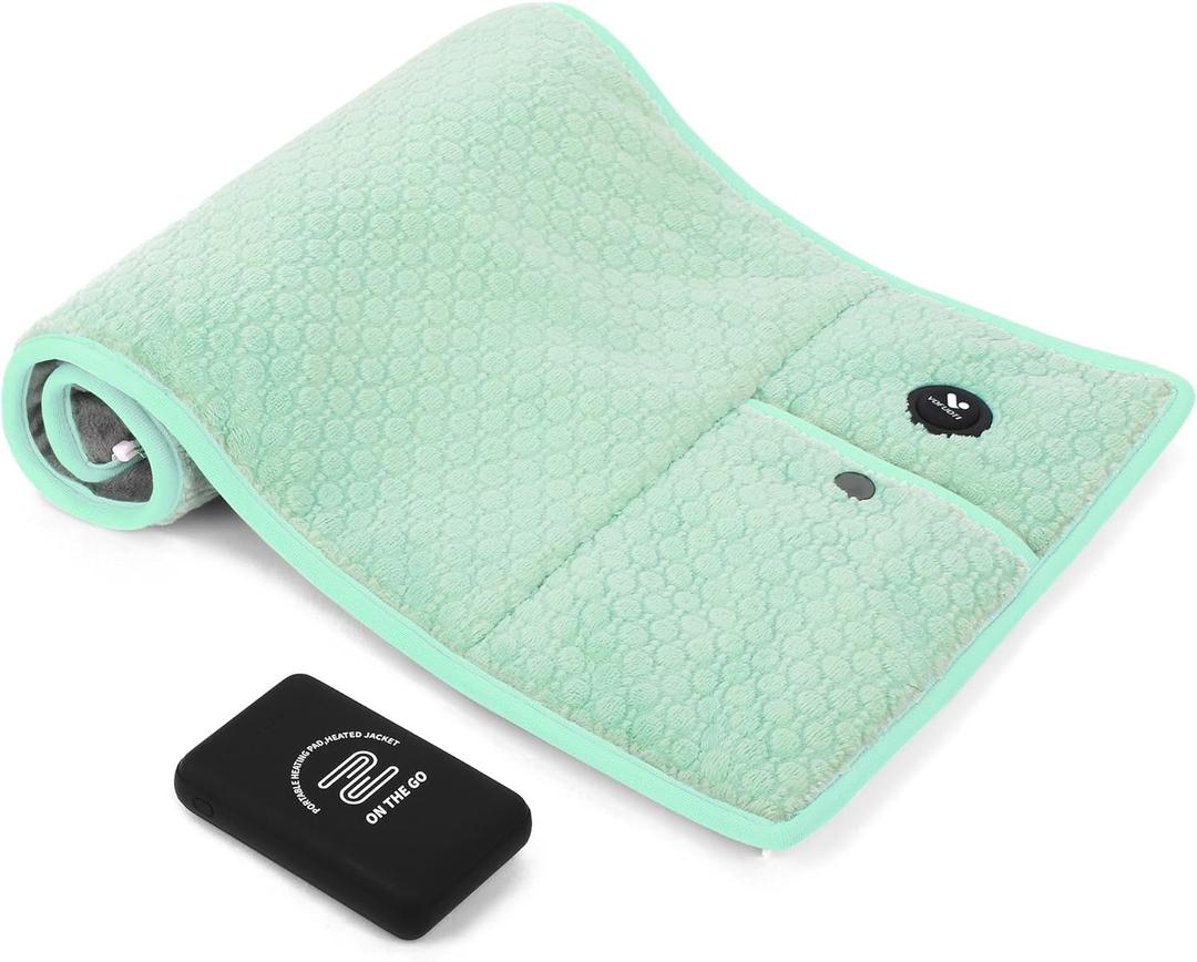 Weighted Heating Pad with Battery, 3 Heat Settings, Electric Portable Cordless Heating Pad for Back, Abdomen, Machine Washable, 45" * 11"