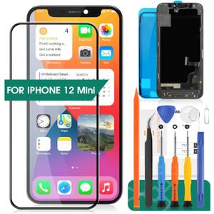 for iPhone 12 Mini Screen Replacement 5.4 Inch, 3D Touch LCD Screen Digitizer Front Display Assembly with Waterproof Adhesive+Tempered Glass+Repair Tools