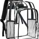 Vorspack Clear Backpack Heavy Duty - Transparent See Through Backpacks Extra Large Clear Bookbag for College Work Travel - Black
