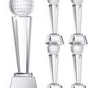 Meooeck 3 Pcs Crystal Glass Trophy with Gift Box 9.1 x 2.8 Inch Champion Award Austerity Paperweight for Desktop Large Table Decor for Tournaments Sports Competitions Parties Adults