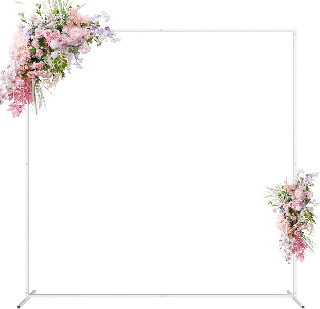 Wedding Arch Backdrop Stand 6.6x6.6 FT Square Wedding Arches for Ceremony White Metal Arch Stand for Wedding Bridal Shower Birthday Party Garden Floral Wedding Arbor Anniversary Event Decor