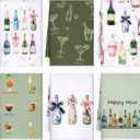 6 Pcs Bar Cart Kitchen Towels Hostess Gifts for Champagne Cheers Decorative Hand Towels for Champagne Lover Gifts Tea Cloths Bar Decor 24 x 16'' (Green)