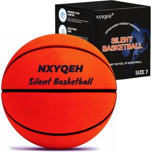 Silent Basketball Size 7 - Non-derforming Package, New Upgraded Weight 600g Grooved Airless Indoor Basketball, Silent Training Ball High Bounce for Quiet Dribbling and Indoor Training