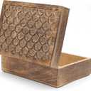 Mela Artisans Carved Scallop Mango Wood Box with Lid - Medium Burnt Extra Large Box - Handmade Decorative Box with Lid for Use As Memory BoxKeepsake BoxPhoto Storage Boxand more - 10.5 x 7.5 x 4