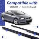 2Pcs Window Weather Stripping Molding Trim Seal Belt Compatible with 2012-2015 Honda Civic Coupe 2D Replace# 72410-TS8-A01 72450-TS8-A01