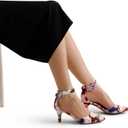 DREAM PAIRS Kitten Heel Low Heel for Women Closed Pointed Toe Pumps Wedding Party Sexy Dress Shoes Lowpointed, 9, Floral