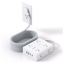 Surge Protector Power Strip 15 Ft Cord, Ultra Thin Flat Extension Cord with 8 Outlets 4 USB Ports(2 USB C), Flat Plug Power Strip, 15 Ft Long Braided Power Cord for Home, Office, Dorm Room Essentials