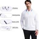Men's Pique Polo Shirts Long Sleeve Cotton Blend Tipped Casual Collared Polo Shirts Business Classic Fit (White, XXL)