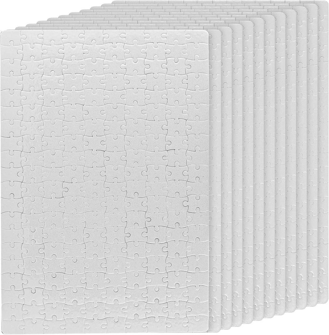 JAPCHET 12 Sets 15 x 11 Inches Sublimation Puzzle Blanks, 200 Pieces White Blank Sublimation Jigsaw Puzzles, DIY Custom Puzzle for Heat Press Thermal Transfer Printing Craft