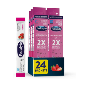 Pedialyte Fast Hydration Electrolyte Powder Packets, Strawberry, Hydration Drink, 24 Single-Serving Powder Packets, No BB Date