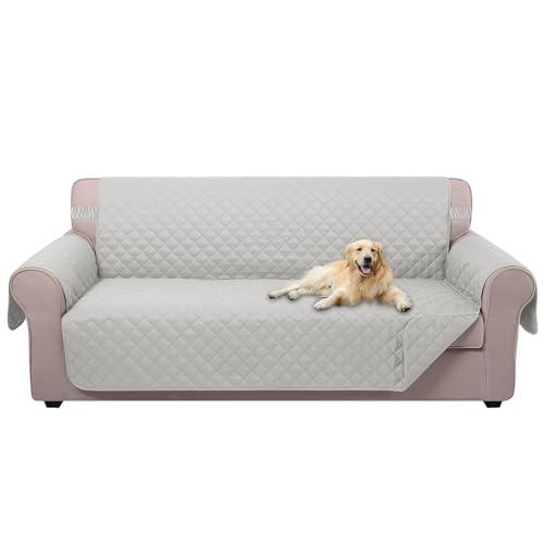 U-NICE HOME Reversible Sofa Cover Couch Cover for Dogs with Elastic Straps Water Resistant Furniture Protector for Pets Couch Cover for 3 Cushion Couch (Sofa, Light Grey/Light Grey)