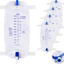 Geiserailie 5 Pack 1000ml Leg Bag Urinary Drainage Bag with Anti Reflux Valve, 33.8oz Large Capacity Urine Leg Catheter with Cloth Straps, Easy Flip Drain, Urinary Catheter for Men, Women