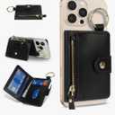 Cavor Compatible with MagSafe Wallet,Magnetic Wallet for iPhone 17/16 Pro Max/15 Pro/14 Plus/13/12 Series,Mag Safe Phone Card Holder with Adjustable Stand Zipper-Black