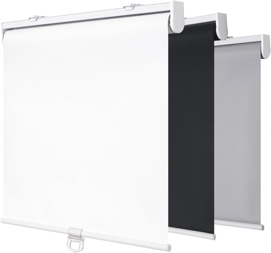 SHADEMOON Cordless Blackout Window Roller Shades, Room Darkening Spring System Indoor Blinds, Pull Down Thermal Insulated Fabric for Home and Office (White, Width 55", Height 72") (55"W x 72"H)
