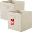 ShellKingdom Storage Bins, Foldable Fabric Storage Cubes And Cloth Storage Organizer Drawer For Closet And Toys Storage, 13 X 13 X 13 INCH, 2 Pack (Beige)