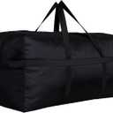 Extra Large Storage Duffle Bag with Zippers and Handles, Big Foldable Duffle Bag for Travel (Black)