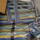 Yestomo Backpack Beach Chair for Adults, Folding Beach Chair with 4 Positions, Heavy Duty Chair with Large Cooler Pouch Support to 350LBS (Stripes_Blue&Cyan&Yellow)