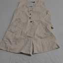 PRETTYGARDEN Women's Summer 2 Piece Outfits Sleeveless Matching Sets Button Down V Neck Vest Waistcoat and Pockets Shorts (Medium, Beige)