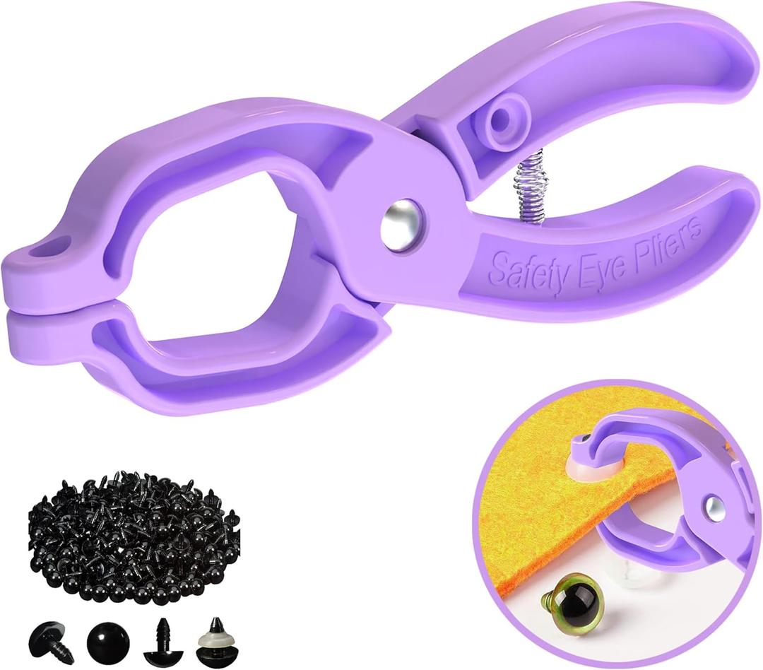 GEOCCI Safety Eye Tool Auxiliary Tool for Attaching Safety Eyes for Crocheting Safety Eyes Crochet Tools for Amigurumi Crochet & Stuffed Animal Eyes Making Supplies ToolPurple