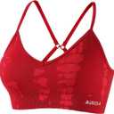 AUROLA Serpent Seamless Sports Bras for Women,Backless Padded Strappy Workout Gym Yoga Crop Tops (Medium, Serpent- Christmas Red)