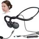 USB Headset with Mic for Call Center & Office Use - Open Ear Headphones for All-Day Comfort, Computer Wired Headset Compatible with PC, Laptop, Gaming, Skype, Zoom, and Live Streaming
