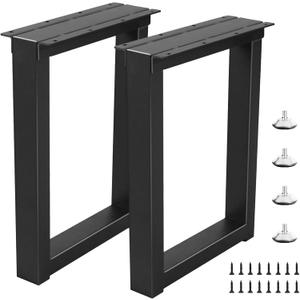 20" Metal Table Legs with Adjustable Protector Feet, Heavy Duty Furniture Legs Set of 2, Modern Desk Feets for DIY Dinning Coffee Tables, Rectangle Shape (20H x 13W)