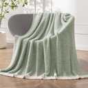 MIULEE Sage Green Super Soft Throw Blanket for Couch, Cozy Fluffy Warm Throws Knit Blankets for Sofa, Bed, Chair, Living Room, Camping, Picnic, Spring Home Decor,50 x 60 inch