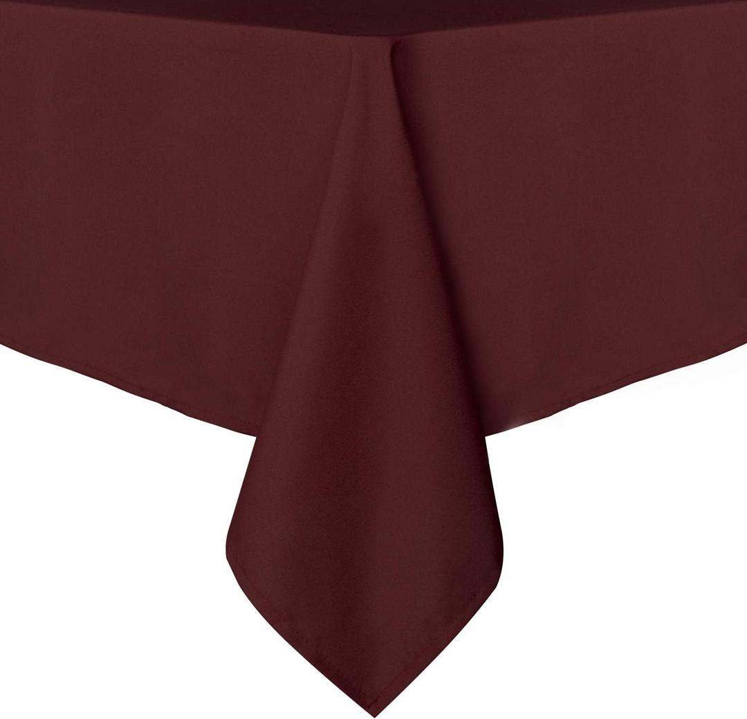 sancua Rectangle Tablecloth - 54 x 54 Inch - Stain and Wrinkle Resistant Washable Polyester Table Cloth, Decorative Fabric Table Cover for Dining Tables, Buffet Parties and Camping, Burgundy