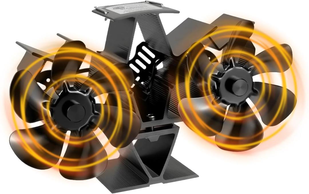 12-Blade Wood Stove Fan Heat Powered Fireplace Fan, Dual Motor Thermoelectric Fan New Designed for Home Wood/Buddy Heater/Gas Stove, Outdoor Auto-adjust Heating Accessories Adjustment