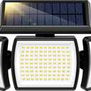 VIVOHOME Linkable Solar Flood Lights Outdoor, 2 Adjustable Motion Sensors Security Lights with 3 Heads, 2500LM, IP65 Waterproof, Solar Powered for Outside, Yard, Porch, Patio