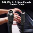 MEIRIYFA 5 Pin Din MIDI to 3.5mm TRS Audio Cable, 3.5mm(1/8in) TRS Stereo Female to 5-Pin Din Male Professional Audio Cord Adapter for Amplifiers, HI-FI Sound Systems