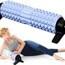 RUNWE Foam Roller with Stand - Bracket Foam Roller for Back Pain, 21 inch Trigger Point Deep Tissue Massage Roller, Medium Density Grid Bracket Foam Rollers, Leg Roller for Muscles Deep Tissue