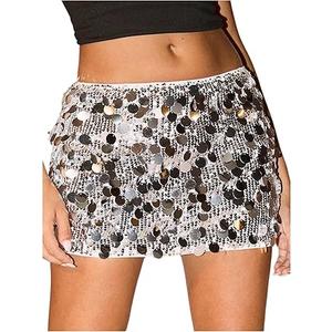 Floerns Women's Sparkly Sequin Mini Skirt Low Waist Date Night Party Bodycon Skirts S