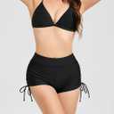 Womens Swim Shorts High Waisted Tie Board Shorts Bathing Suit Bottoms Tummy Control Swimsuit with Liner (Black, M)