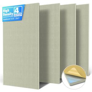 4 Pack High Density Large Acoustic Panel Sound Absorbing with Self-Adhesive