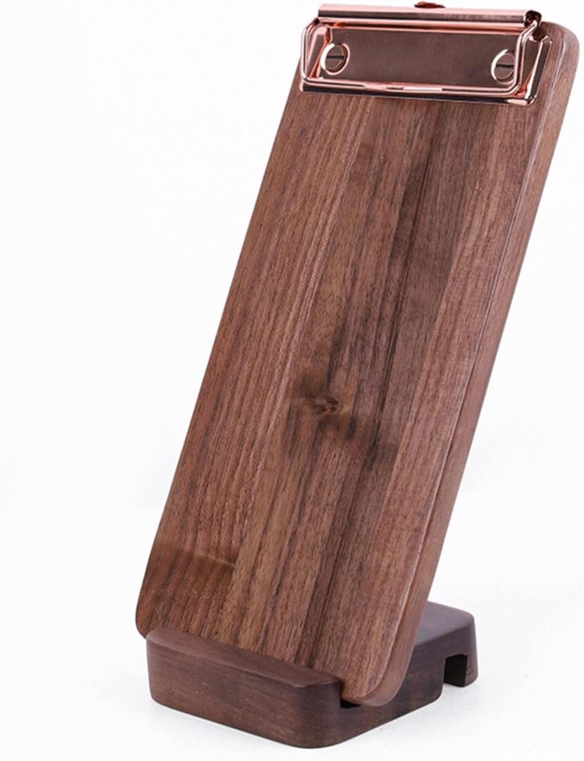 Walnut Wood Clipboard with Stand Set - High Hardness Furniture Grade Material, Handmade Small Clipboards for Holding Long Receipts, Bills, & Reservation Notices