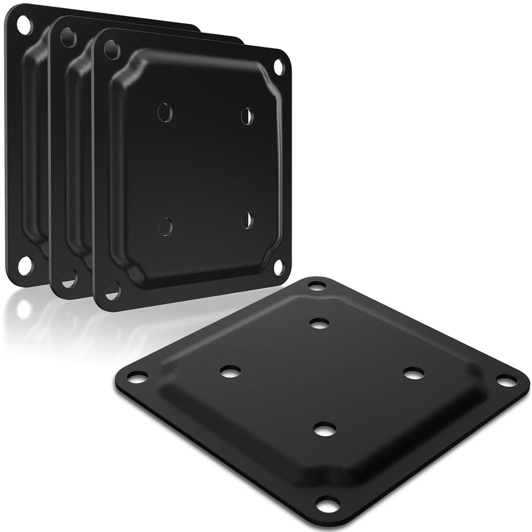 (4 Pack) 4" x 4" Wood Post Plate Connector, Powder-Coated Decking Post Base, Wood Fence Post Anchor Base, Deck Porch Railing Support Base