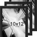 KTKDE 10x12 Picture Frame Set of 3, Wooden frames black, Vertical & Horizontal Wall Hanging for Wall or Tapletop Display,Studio Gallery Photo Frame for Photos, Posters & Art Prints
