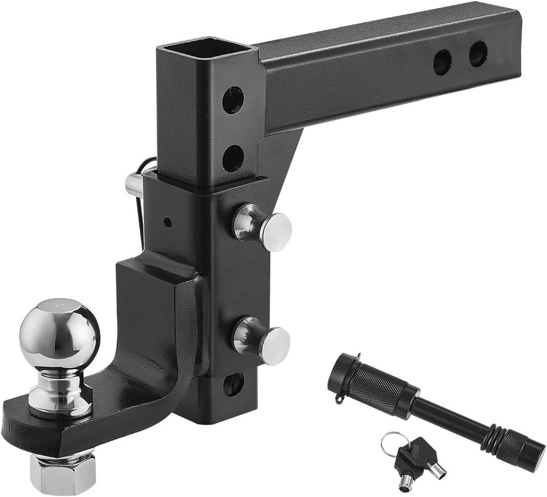 VEVOR Adjustable Trailer Hitch, Fit 2-Inch Receiver, Trailer Hitch Ball Mount with 2-Inch Ball & Pin, 7500 lbs Capacity Ball Hitch, 9-Inch Drop, Tow Hitch for Heavy Duty Truck with Carbon Steel, Black