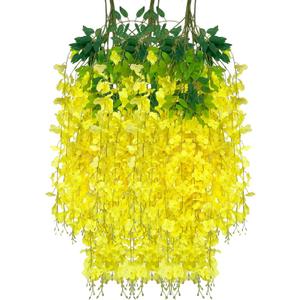 12 Pack Yellow Wisteria Hanging Flowers Garland, 3.77 Feet Artificial Flower Vines, Fake Wisteria, Artificial Vines Hanging Garland for Backdrop Outdoor Yard Garden Decor 12 Pack Yellow Wisteria Hanging Flowers Garland, 3.77 Feet Artificial Flower Vines, Fake Wisteria, Artificial Vines Hanging Garland for Backdrop Outdoor Yard Garden Decor